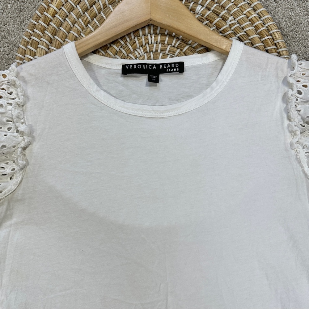 Veronica Beard Jeans Women’s Eyelet Puff Sleeve Top Boho in White Size XS - Picture 2 of 13